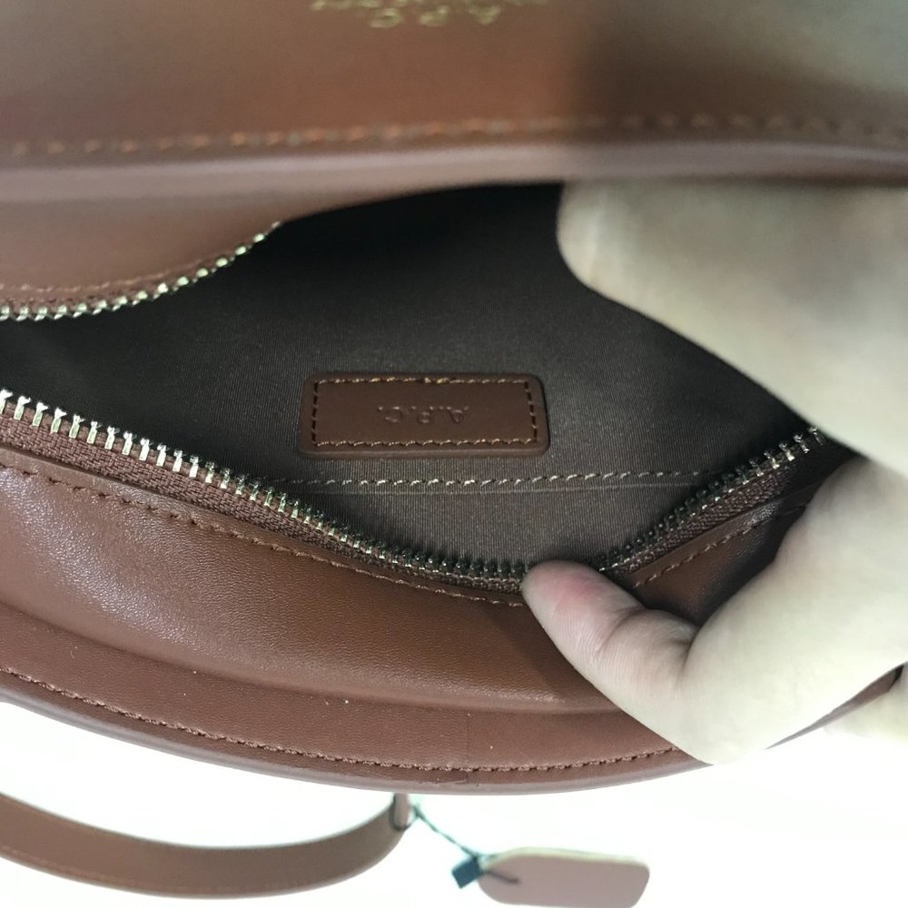 A.P.C. Red Brown Half Moon Shoulder Bag - Picture 4 of 5